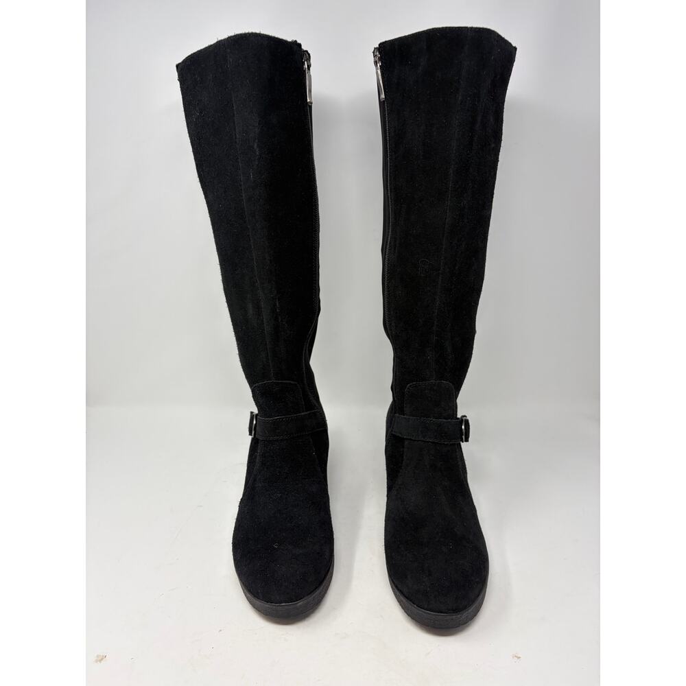 Dansko women's Shelia tall wedge boots EU 39 black suede $210 knee high - Picture 2 of 11